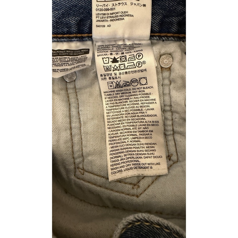 Levi's 505 Light Wash Blue Jeans Fit 30x29 Distress Regular Fit Mens Cotton - Picture 6 of 13